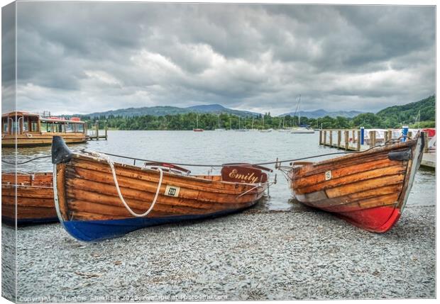 Rowing Boats on Windermere Canvas Print by Heather Sheldrick