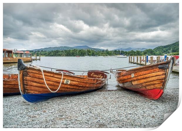 Rowing Boats on Windermere Print by Heather Sheldrick