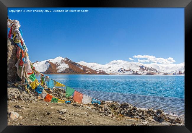 Prayer Flags in Tibet Framed Print by colin chalkley