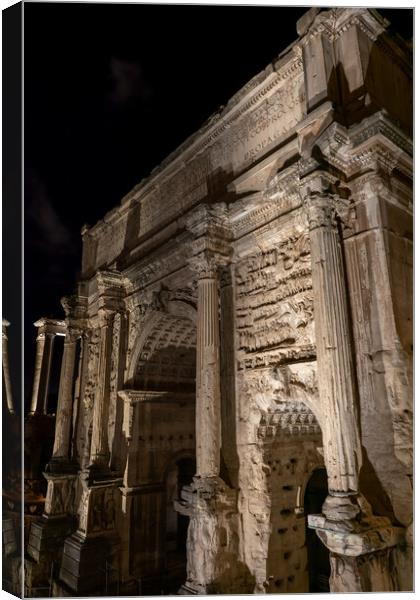 Arch of Septimius Severus at Night in Rome Canvas Print by Artur Bogacki
