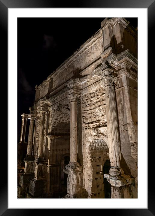 Arch of Septimius Severus at Night in Rome Framed Mounted Print by Artur Bogacki