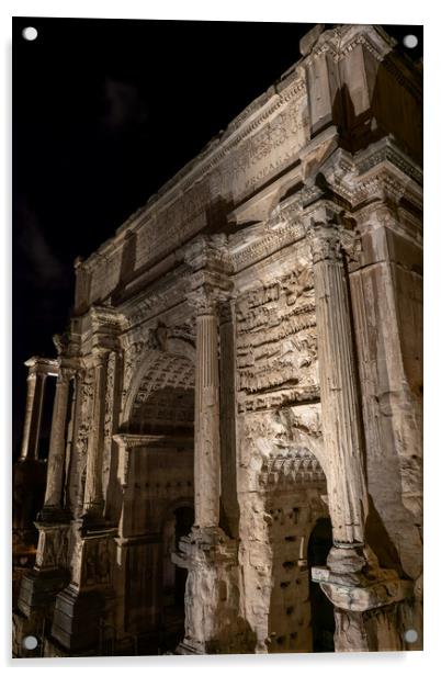 Arch of Septimius Severus at Night in Rome Acrylic by Artur Bogacki