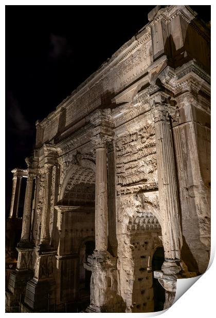 Arch of Septimius Severus at Night in Rome Print by Artur Bogacki