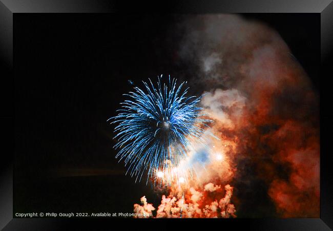 West Bay Fireworks Framed Print by Philip Gough