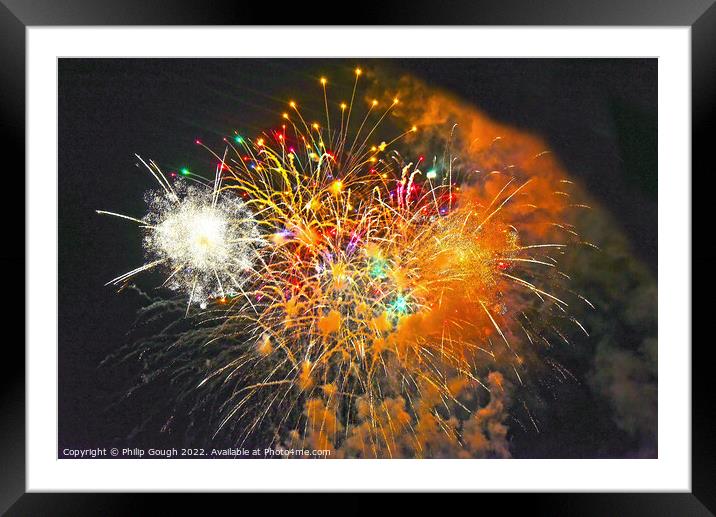 Colourful fireworks Framed Mounted Print by Philip Gough