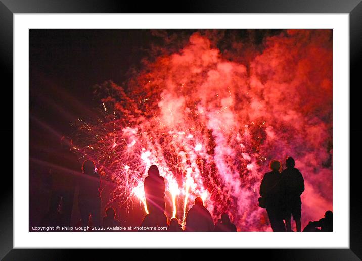 Fireworks at Night Framed Mounted Print by Philip Gough