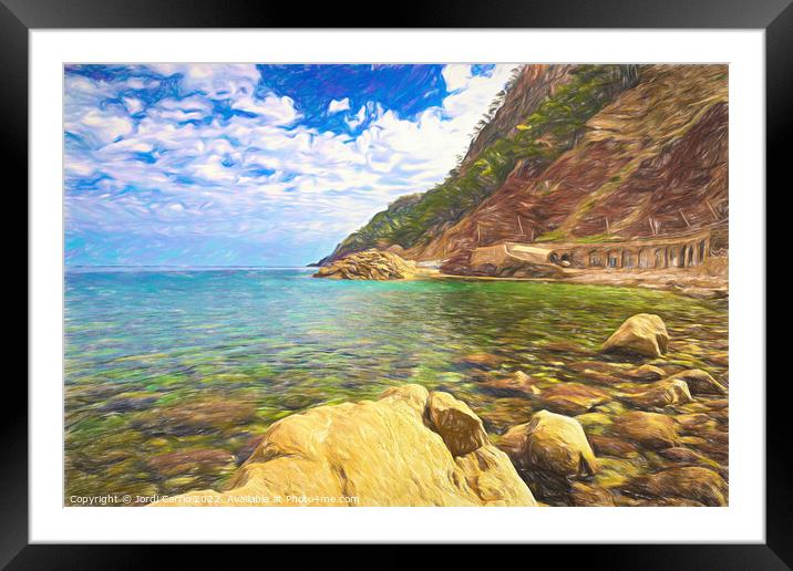 View of the coast of Estellencs - CR2205-7486-OIL Framed Mounted Print by Jordi Carrio