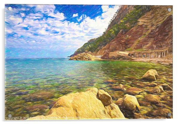 View of the coast of Estellencs - CR2205-7486-OIL Acrylic by Jordi Carrio