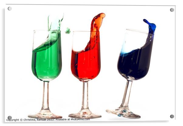 Splashing Green Red and Blue Liqueurs  Acrylic by Christine Kerioak