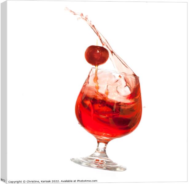 Flying Cherry Cocktail Canvas Print by Christine Kerioak