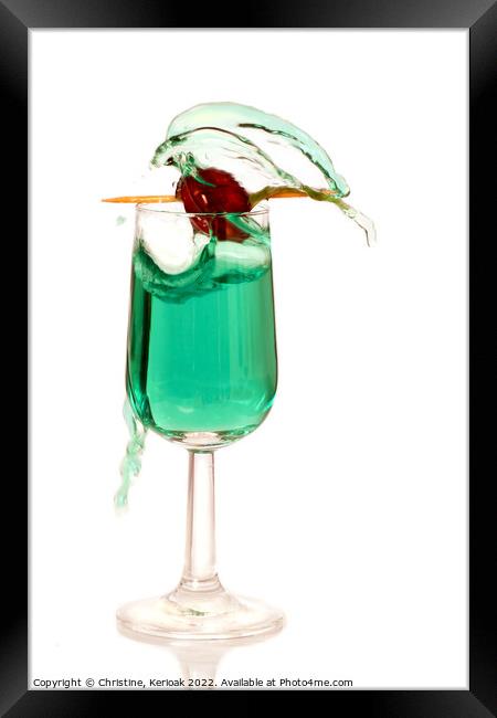 Green Liqueur Escaping From Glass Framed Print by Christine Kerioak