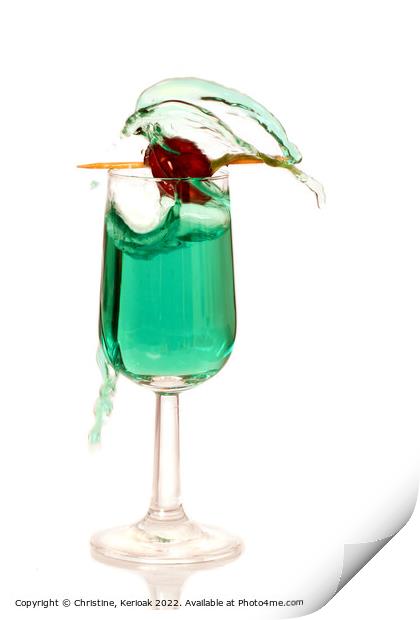 Green Liqueur Escaping From Glass Print by Christine Kerioak