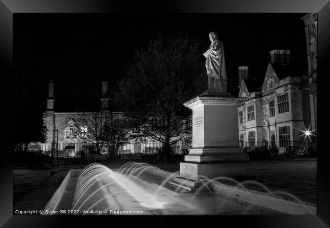 William Etty Statue Looking Ghostly at Night in York. Framed Print by Steve Gill
