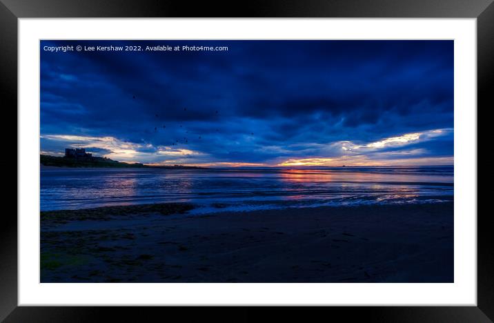"Crimson Embrace: Bamburgh Castle and the Ethereal Framed Mounted Print by Lee Kershaw