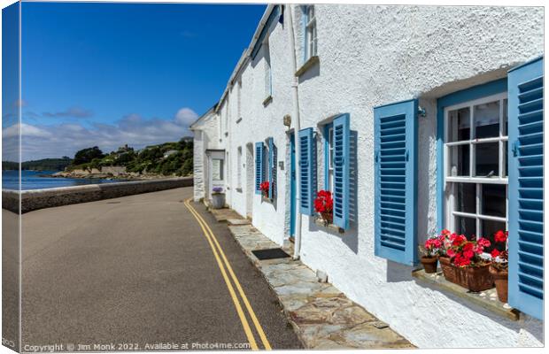 Blue Shutters, St Mawes  Canvas Print by Jim Monk