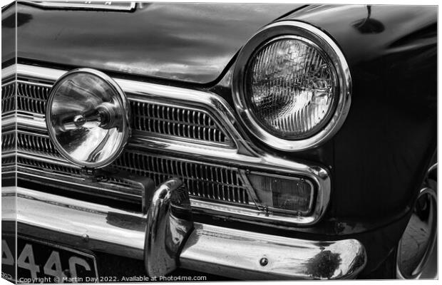 Sleek Classic: 1965 Ford Cortina GT DeLuxe Mono Canvas Print by Martin Day