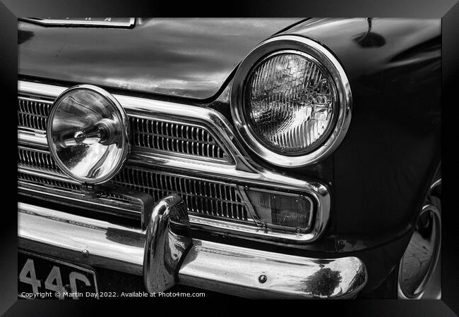 Sleek Classic: 1965 Ford Cortina GT DeLuxe Mono Framed Print by Martin Day