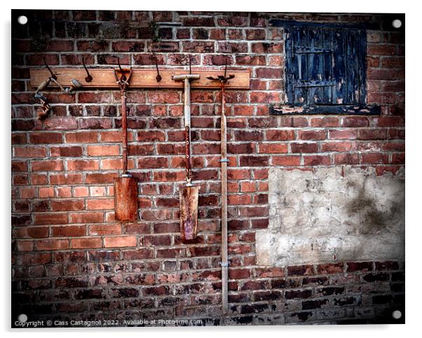 Old Tools on wall Acrylic by Cass Castagnoli