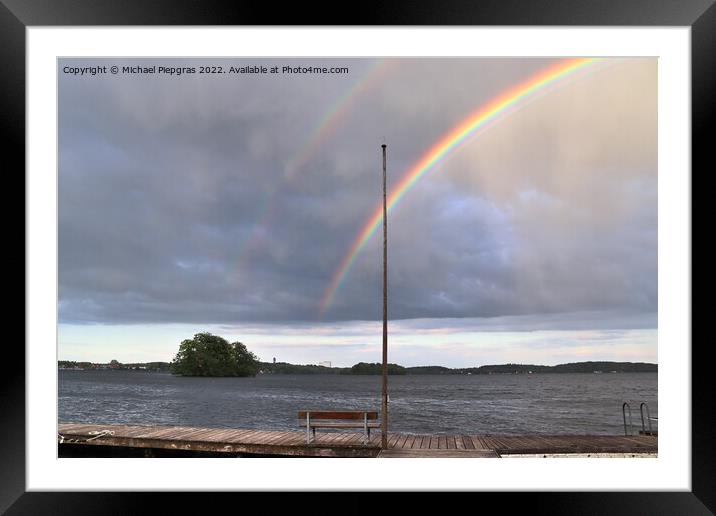 Stunning natural double rainbows plus supernumerary bows seen at Framed Mounted Print by Michael Piepgras