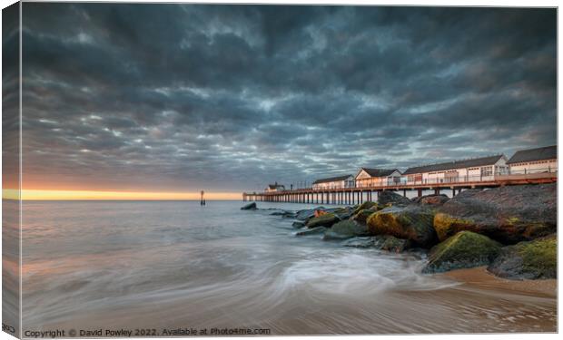 First Light on Southwold Pier Canvas Print by David Powley