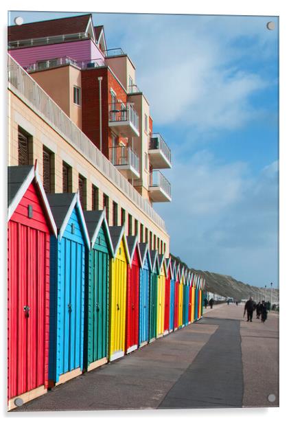 Beach huts at Boscombe Acrylic by Joyce Storey