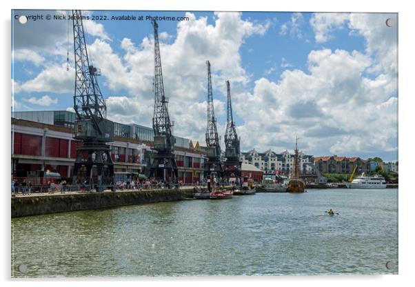 Bristol Floating Harbour with the MSheds and the Matthew Summertime Acrylic by Nick Jenkins