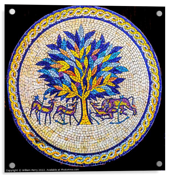 Tree of Life Mosaic Madaba Jordan Acrylic by William Perry