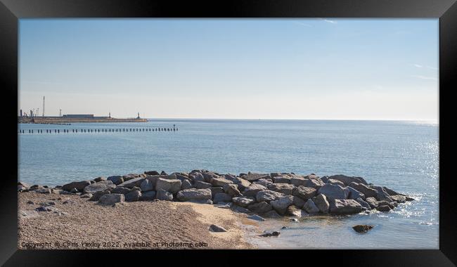 Lowestoft beach, Suffolk coast Framed Print by Chris Yaxley