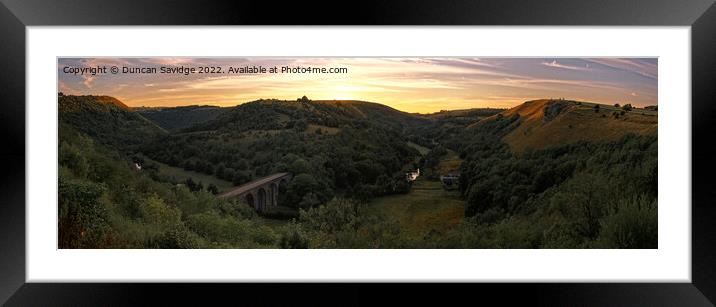 Monsal Head Trail sunset in the peak district panoramic  Framed Mounted Print by Duncan Savidge