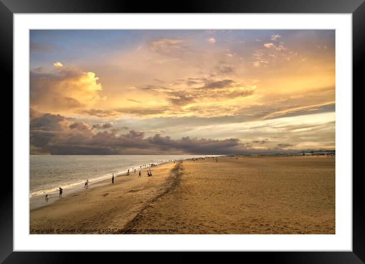 Skegness Beach Sunset  Framed Mounted Print by Alison Chambers