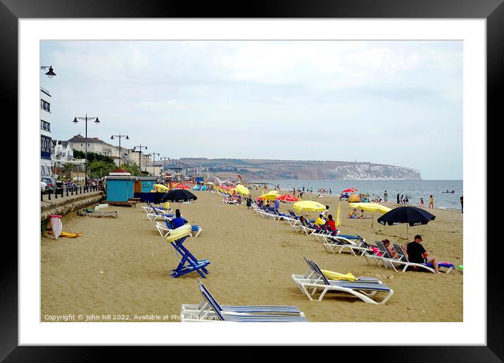 Overcast summer beach at Sandown Isle of Wight. Framed Mounted Print by john hill