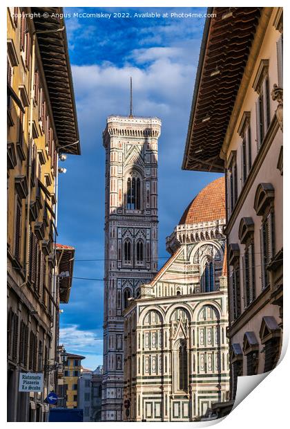 Campanile and Duomo at sunrise, Florence, Tuscany Print by Angus McComiskey