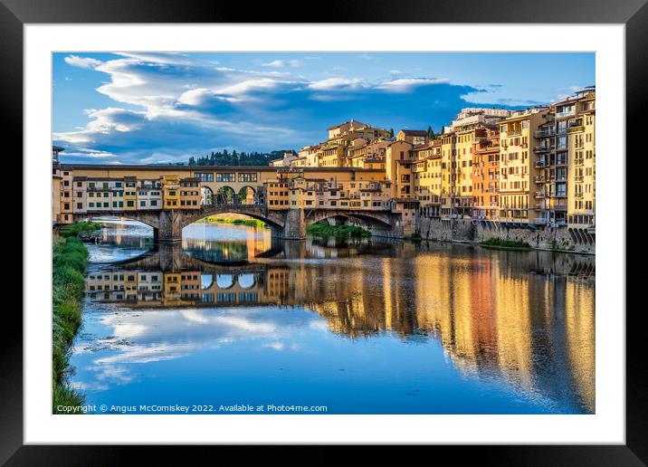 Ponte Vecchio at sunrise, Florence, Tuscany Framed Mounted Print by Angus McComiskey
