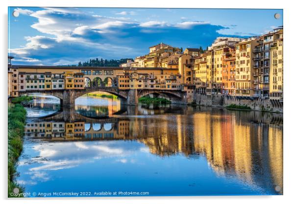Ponte Vecchio at sunrise, Florence, Tuscany Acrylic by Angus McComiskey