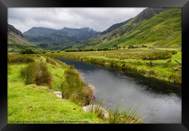 Afon Ogwen in Nant Ffrancon Valley Snowdonia Framed Print by Pearl Bucknall