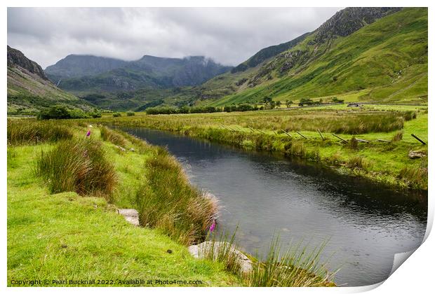 Afon Ogwen in Nant Ffrancon Valley Snowdonia Print by Pearl Bucknall