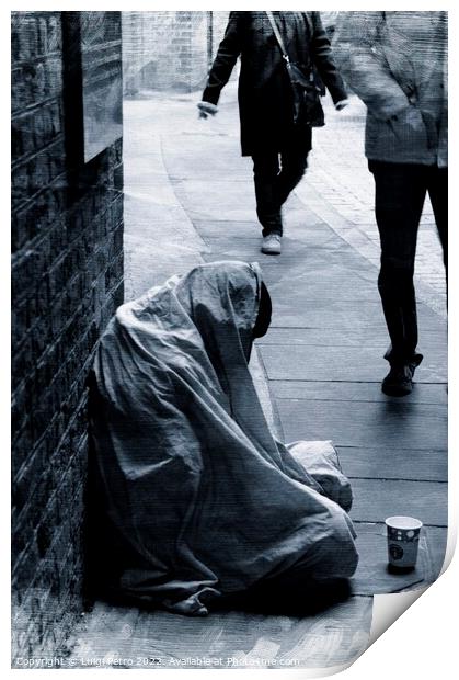 The Lonely Homeless Man Print by Luigi Petro