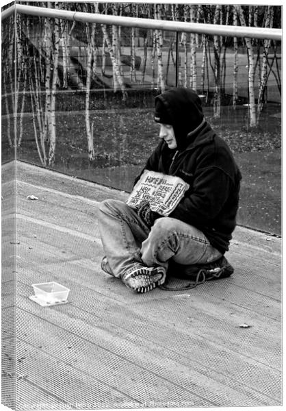Help a Homeless Man Survive Winter Canvas Print by Luigi Petro