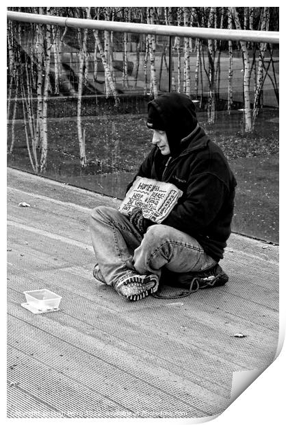 Help a Homeless Man Survive Winter Print by Luigi Petro