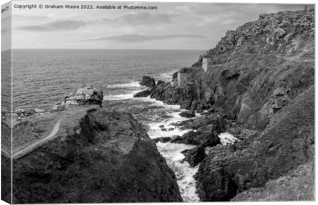 Crown Mines Botallack monochrome Canvas Print by Graham Moore