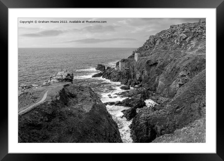 Crown Mines Botallack monochrome Framed Mounted Print by Graham Moore