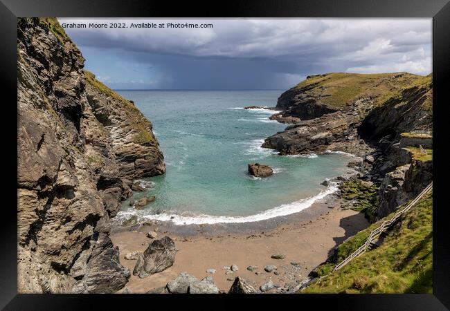 Clearing storm at Tintagel Framed Print by Graham Moore