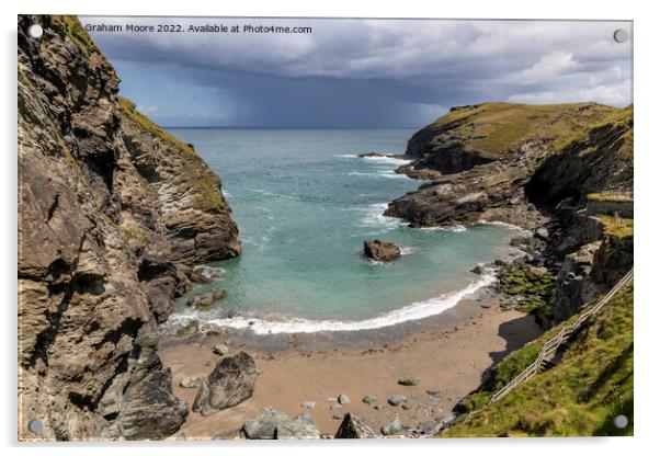 Clearing storm at Tintagel Acrylic by Graham Moore