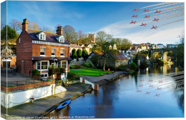 Knaresborough Red Arrows Canvas Print by Alison Chambers