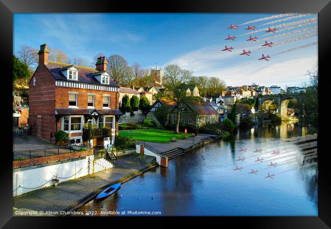 Knaresborough Red Arrows Framed Print by Alison Chambers