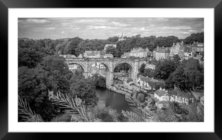 Knaresborough Viaduct black and white Framed Mounted Print by J Biggadike