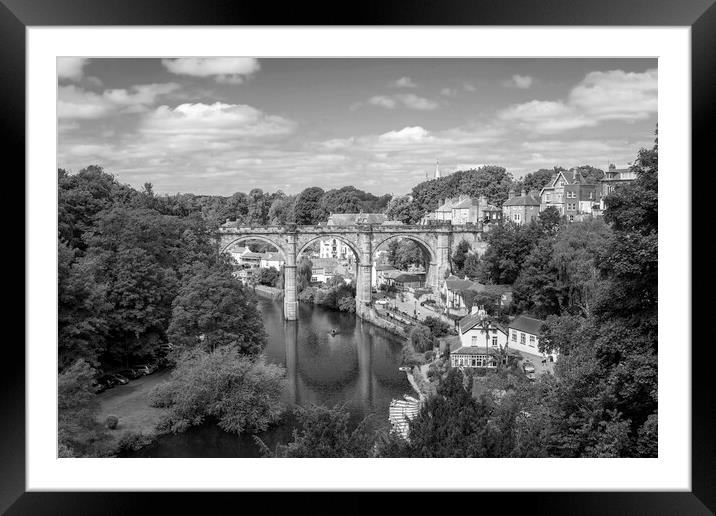 Knaresborough Viaduct black and white Framed Mounted Print by J Biggadike