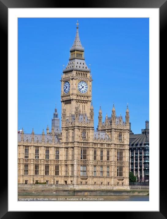 Big Ben viewed from the SouthBank Framed Mounted Print by Nathalie Hales