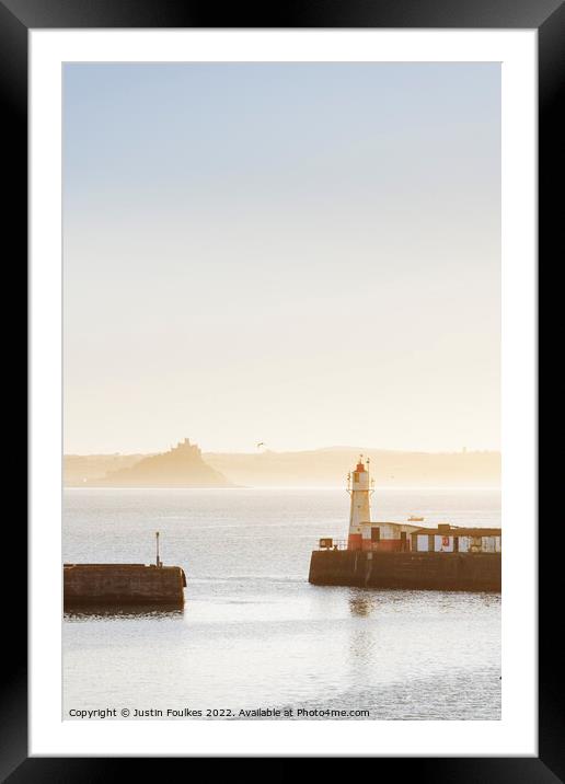 St Michael's Mount from the harbour at Newlyn Framed Mounted Print by Justin Foulkes