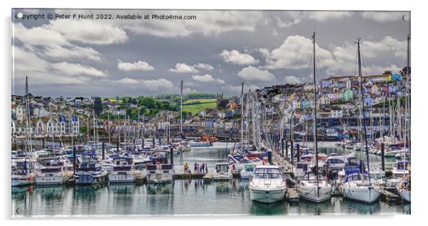 Brixham Marina And Town  Acrylic by Peter F Hunt